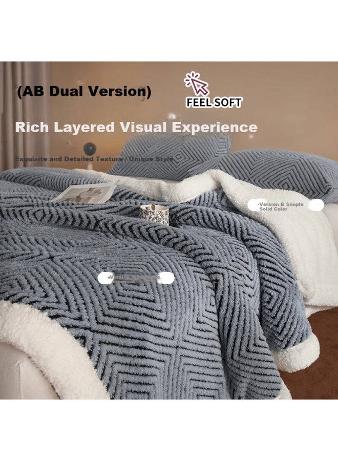 HOdo Hongdou Luxury Lambswool Fleece Blanket Winter Thickened Plush 2m X 2.3m Double Nap Blanket Sky Blue - Image 2