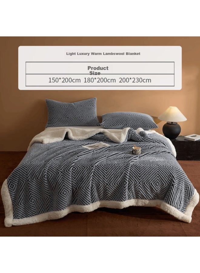 HOdo Hongdou Luxury Lambswool Fleece Blanket Winter Thickened Plush 2m X 2.3m Double Nap Blanket Sky Blue - Image 4