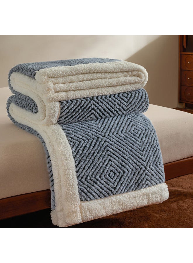 HOdo Hongdou Luxury Lambswool Fleece Blanket Winter Thickened Plush 2m X 2.3m Double Nap Blanket Sky Blue - Image 5