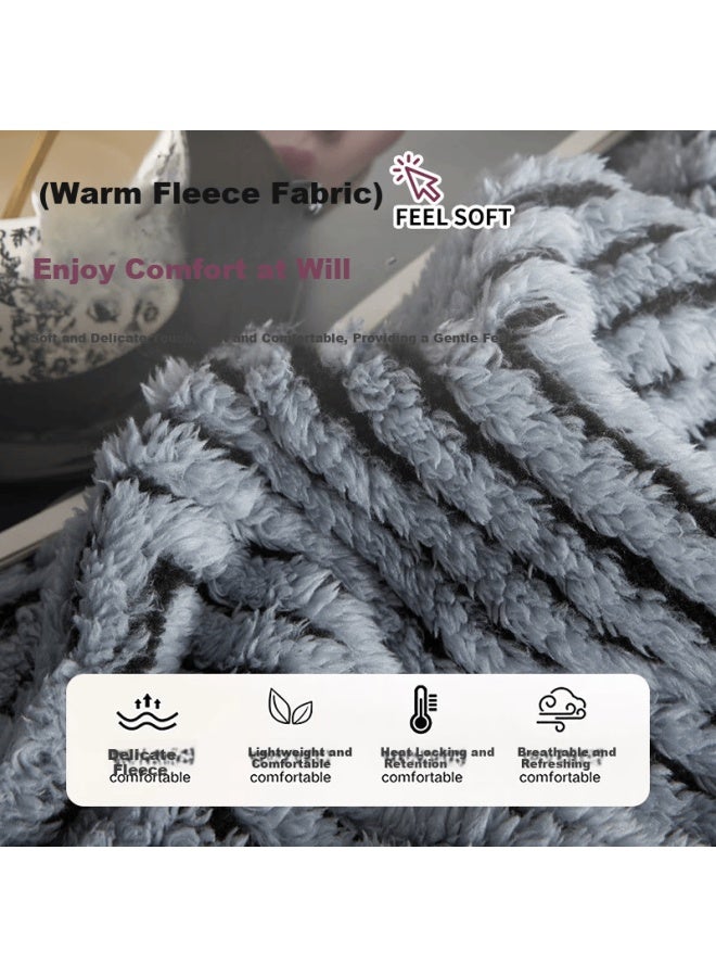 HOdo Hongdou Luxury Lambswool Fleece Blanket Winter Thickened Plush 2m X 2.3m Double Nap Blanket Sky Blue - Image 1