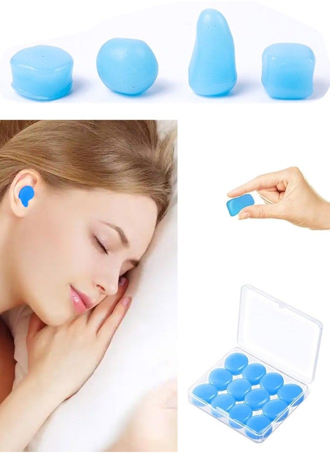 Generic - 6 Pairs of Ear Plugs for Sleeping, Swimming, 32dB NRR Reusable Silicone Soft Moldable Noise Canceling Waterproof Sound Isolating Ear Plugs for Snoring, Work, Airplane Musician Blue - Image 1