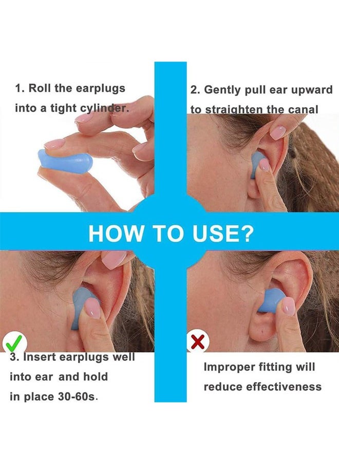 Generic - 6 Pairs of Ear Plugs for Sleeping, Swimming, 32dB NRR Reusable Silicone Soft Moldable Noise Canceling Waterproof Sound Isolating Ear Plugs for Snoring, Work, Airplane Musician Blue - Image 1