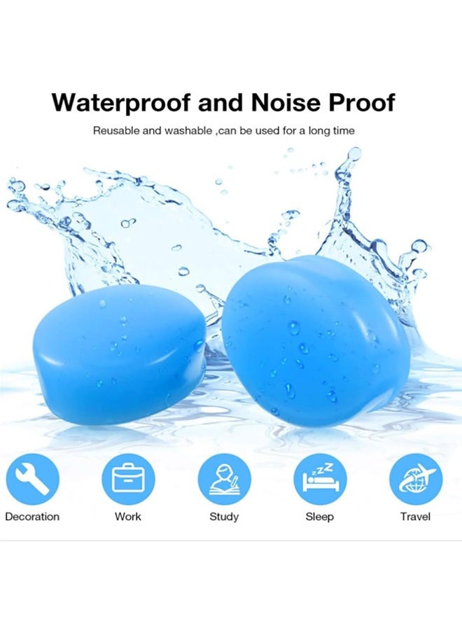 Generic - 6 Pairs of Ear Plugs for Sleeping, Swimming, 32dB NRR Reusable Silicone Soft Moldable Noise Canceling Waterproof Sound Isolating Ear Plugs for Snoring, Work, Airplane Musician Blue - Image 1