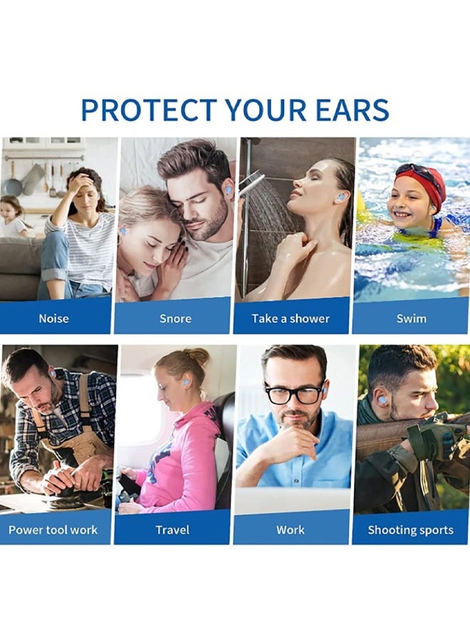 Generic - 6 Pairs of Ear Plugs for Sleeping, Swimming, 32dB NRR Reusable Silicone Soft Moldable Noise Canceling Waterproof Sound Isolating Ear Plugs for Snoring, Work, Airplane Musician Blue - Image 1
