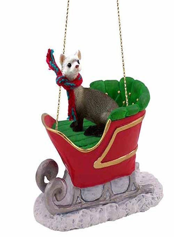 Conversation Concepts Ferret Sleigh Ride Christmas Ornament - 2.75" Tall x 3.5" Wide x 1.5" deep