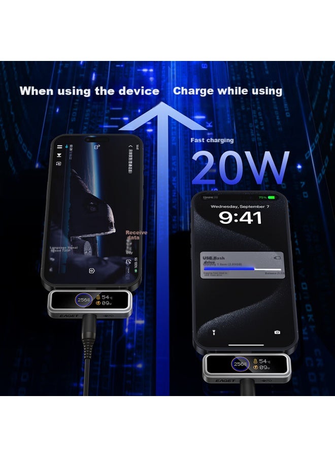 EAGET Eaget I30Pro 256Gb Usb3.0 Type-C, Apple Android Phone Usb Drive, Pd Power App Digital Encryption With Screen Display, Large Capacity - Image 2