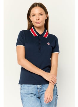 ESPRIT Women Spread Collar Polo Shirt, Navy  - Image 1