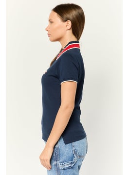 ESPRIT Women Spread Collar Polo Shirt, Navy  - Image 3