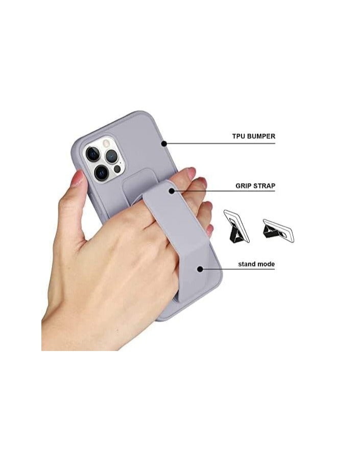 جراب جلدي مع قبضة لهاتف iPhone 14 Pro Max، غطاء مغناطيسي وحامل وحامل للسيارة، حامل عمودي وأفقي، بدون استخدام اليدين، لهاتف iPhone 14 Pro Max (رمادي) - Image 5