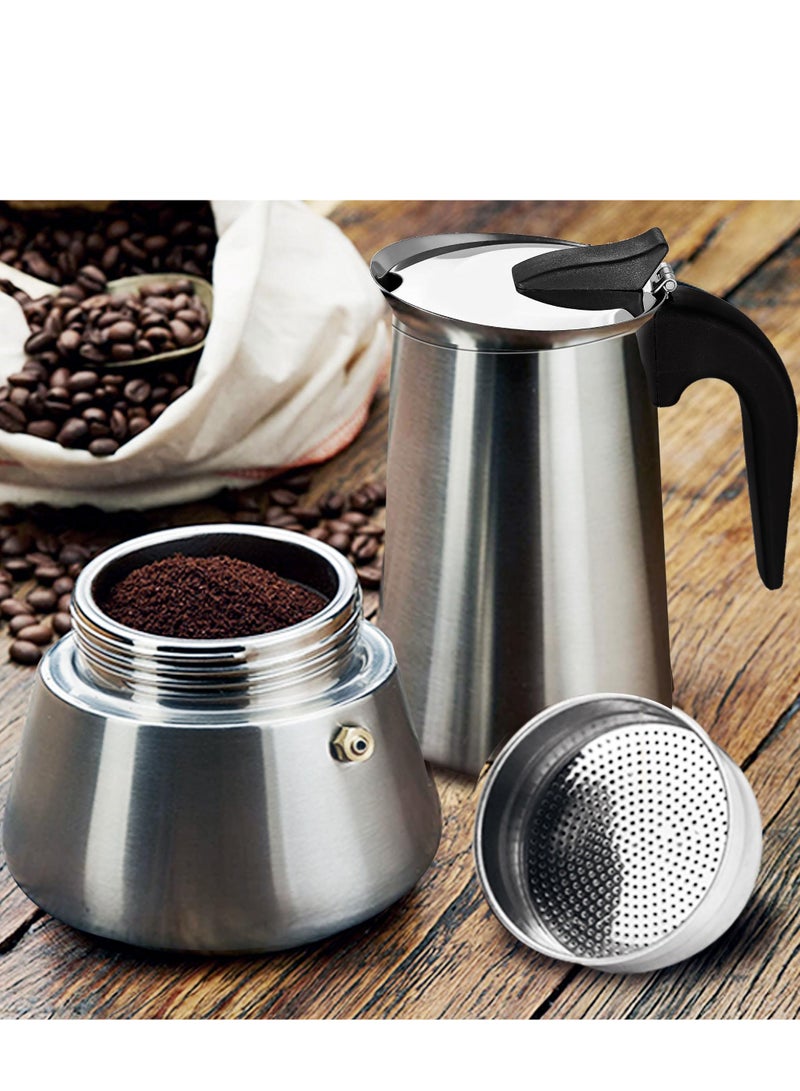 SYOSI صانعة الإسبريسو على الموقد، ماكينة قهوة 12 كوب، وعاء موكا من الفولاذ المقاوم للصدأ، لصيغة الموقد الكهربائي والغاز (600 مل) - Image 5