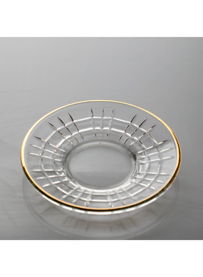 Soleter British Style Glass Tea Coffee Cups and Saucers Set 6 Pairs 4oz Transparent with Gold Rim - Image 4