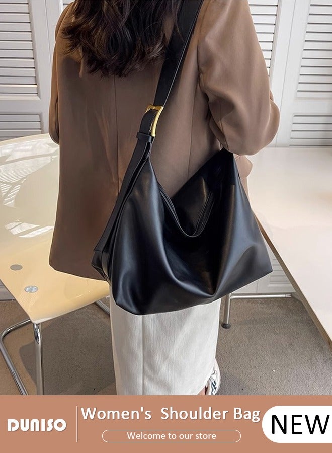 DUNISO Women's Shoulder Tote Bag Faux Leather Handbag For Women Large Capacity Bucket  Crossbody Bag Fashionable Travel Messenger Bag Shoulder Bag For Ladies Girls College Students - Image 1