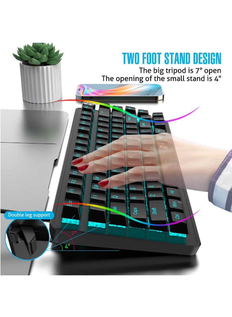 ROCK POW 70% PC Gaming Keyboard, 82 Keys Mini Mechanical Keyboard with Ice Blue Backlit 19 Modes,Volume Lighting Knob Wired Mechanical Keys PBT Keycaps for PC Gaming and Working (Red Switch) - Image 5