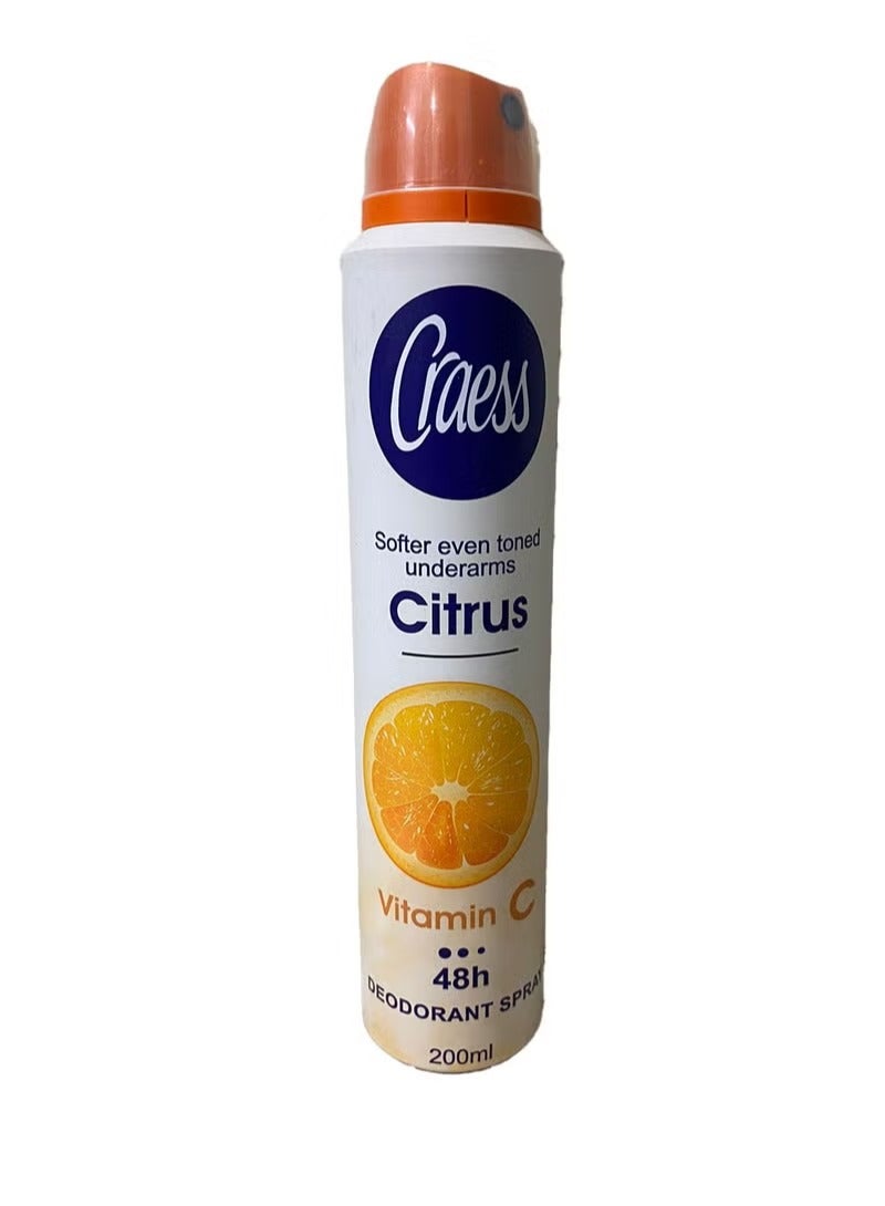 Craess Deodorant with Citrus Scent and Vitamin C, 200 ml