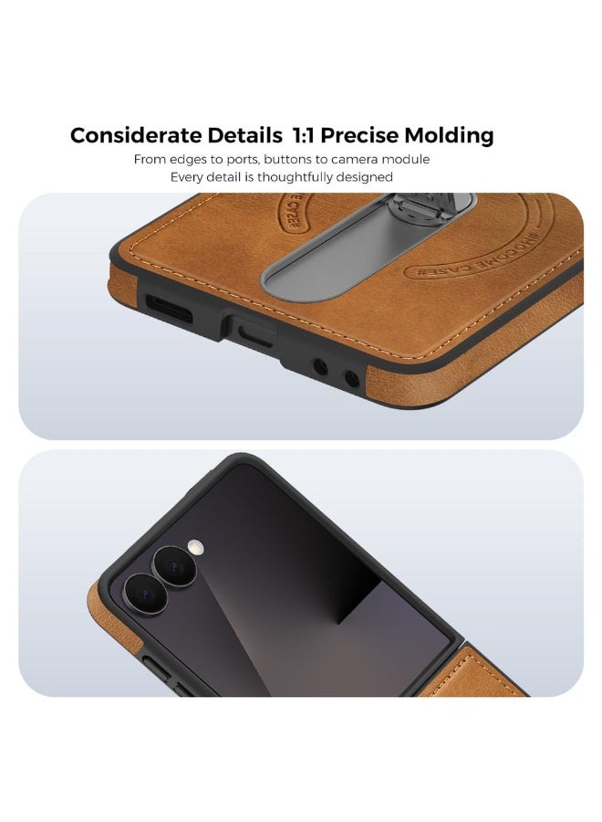 عام غطاء مغناطيسي لجالكسي زد فليب 7 2025، تصميم جلدي رفيع كلاسيكي عصري مع دعامة معدنية دوارة للحماية. - Image 2