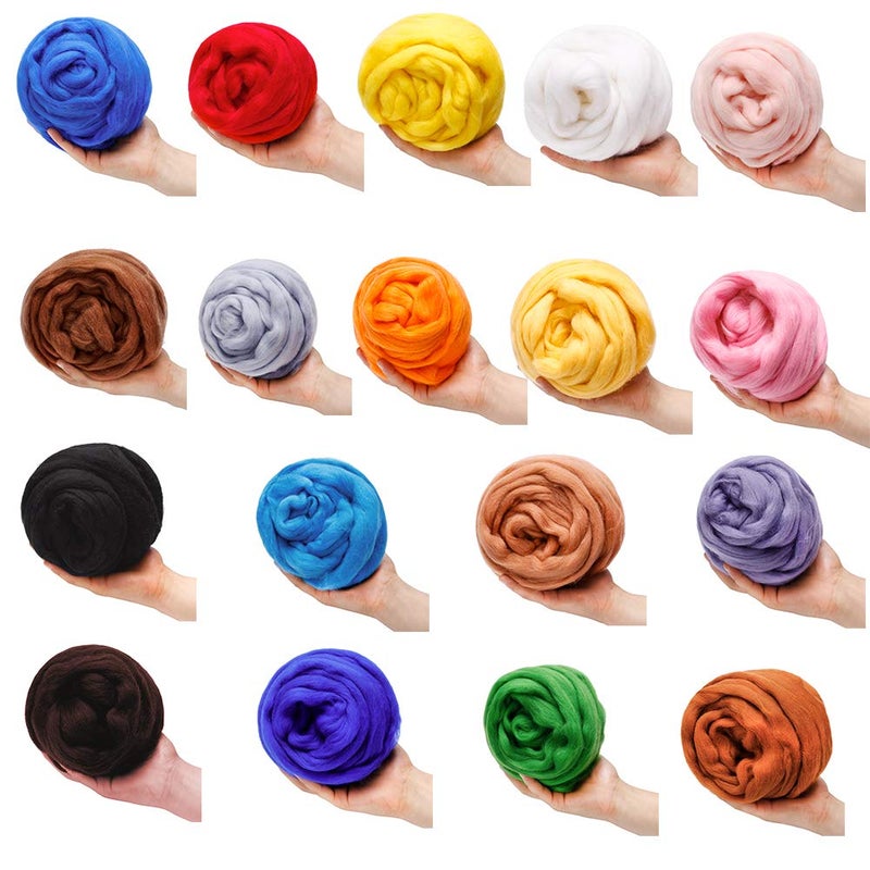 JUPEAN 3.53oz Wool Roving, Wool Felting Supplies, Pure Wools, Chunky Yarn, Spinning Wool Roving for Needle Felting Wet Felting DIY Hand Spinning (Black) - Image 3