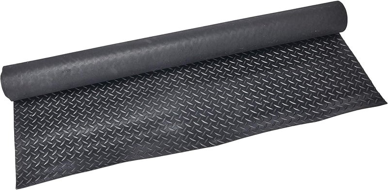 Rubber-Cal Diamond-Plate Rubber Flooring Rolls - 3 mm x 4 ft x 1 ft Rolls - Black - Image 1