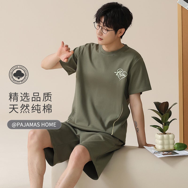Men'S Pajamas Summer Men'S Pure Cotton Summer Short-Sleeved Boys Campus Suit Home Clothes Summer - Image 4