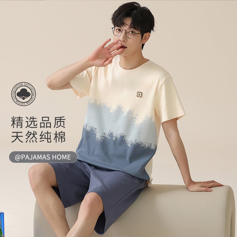 Men'S Pajamas Summer Men'S Pure Cotton Summer Short-Sleeved Boys Campus Suit Home Clothes Summer - Image 3
