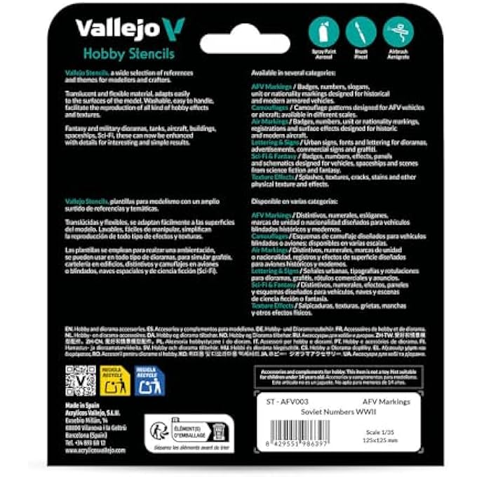 Vallejo STENCILS ST-AFV003 SOVIET NUMBERS WWII - Image 2