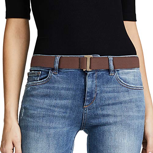 JASGOOD No Show Women Stretch Belt Invisible Elastic Web Strap Belt with Flat Buckle for Jeans Pants Dresses - Image 1