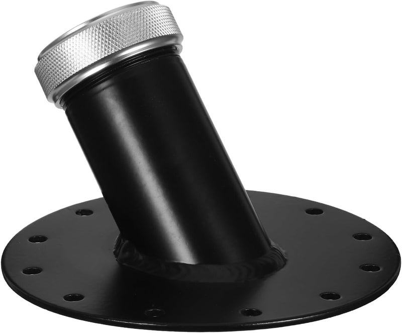 PRETYZOOM Universal Aluminum Alloy Gas Tank Cap with 12-hole Base, 45-degree Slant round Fill Neck Replacement Fuel Cap Cover for Cars and Trucks, Black Explosion-proof Automotive Fuel Tank - Image 1