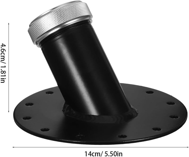 PRETYZOOM Universal Aluminum Alloy Gas Tank Cap with 12-hole Base, 45-degree Slant round Fill Neck Replacement Fuel Cap Cover for Cars and Trucks, Black Explosion-proof Automotive Fuel Tank - Image 2