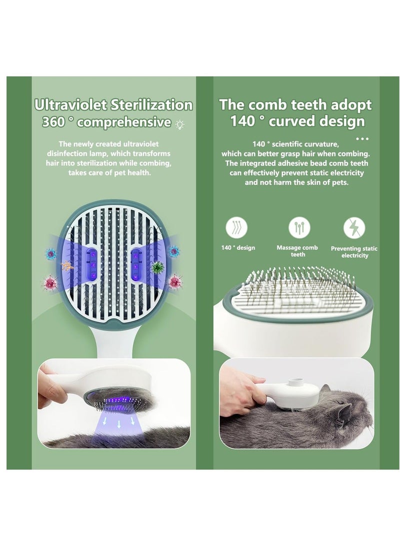 الأزرق جي دبليو Cat Brush With Release Button And UV Light, Dog For Shedding, Pet Grooming Self Cleaning Slicker Indoor Cats, Comb Long Haired Short Dogs, Dark Green - Image 4