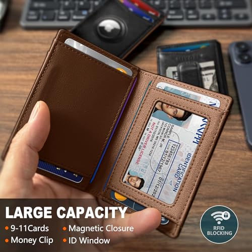 miyozi Airtag Wallet for Men with Money Clip Gift Boxed Magnetic Closure Slim Genuine Leather Front Pocket Wallet 41x 28 RFID Blocking - Image 3