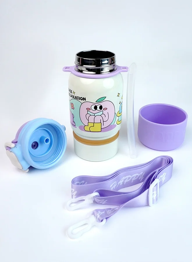 LITTLE SURPRISE BOX Little Surprise Box, Purple Happy Cartoon Stainless Steel kids Water Bottle, 500ml