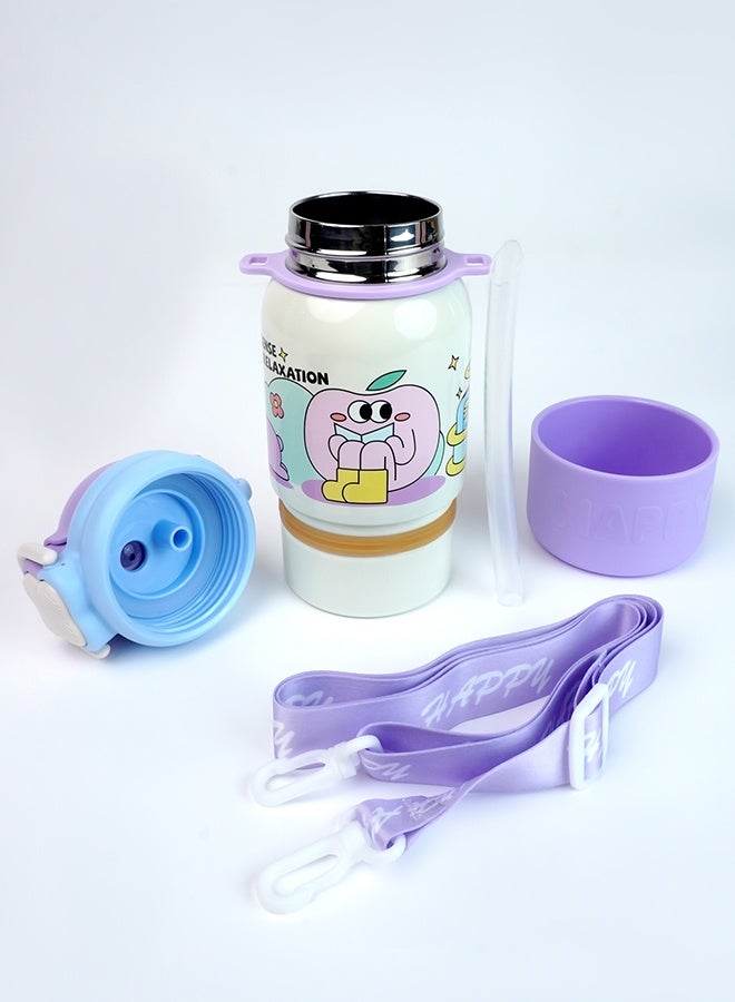 LITTLE SURPRISE BOX Little Surprise Box, Purple Happy Cartoon Stainless Steel kids Water Bottle, 500ml - Image 2