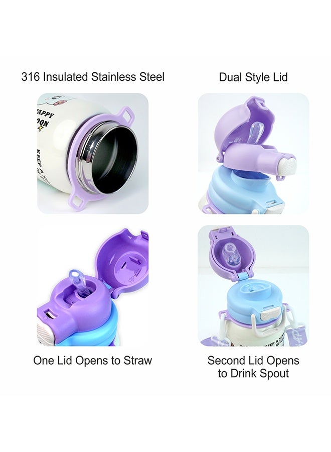 LITTLE SURPRISE BOX Little Surprise Box, Purple Happy Cartoon Stainless Steel kids Water Bottle, 500ml - Image 4