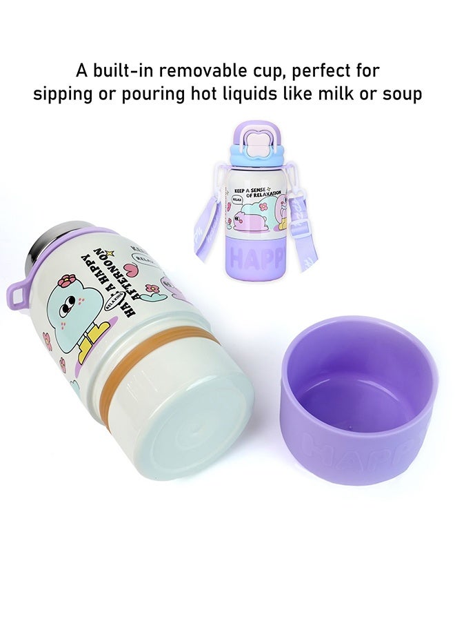 LITTLE SURPRISE BOX Little Surprise Box, Purple Happy Cartoon Stainless Steel kids Water Bottle, 500ml - Image 3