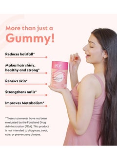 Ace Nutrimony Biotin Gummies For Hair Skin And Nails With Clinically Proven Ingredient Keranat, Supplement for Hair Growth & Hair Fall Control - 60 Gummy Bear  - Image 2