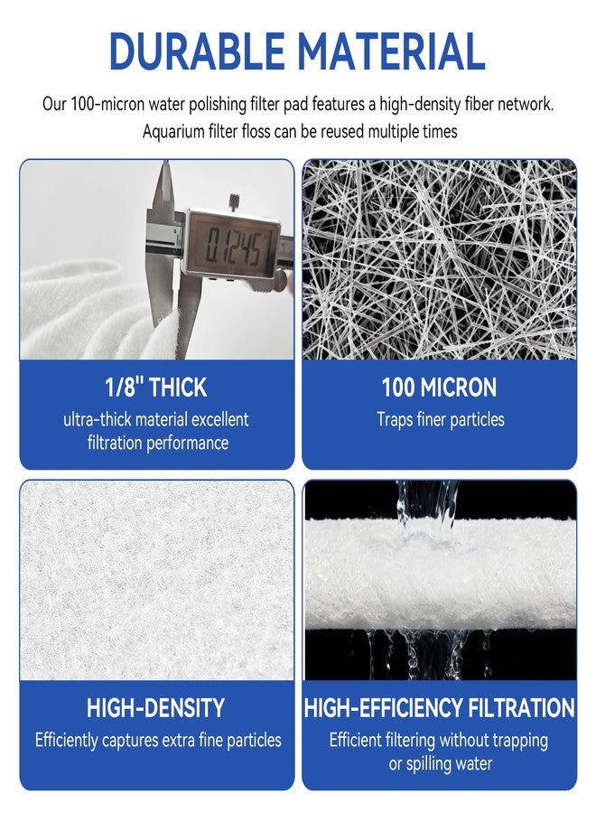HCLSY Aquarium Polishing Filter Pad, 100 Micron Fine Water Polishing Pad for Fish Tank Filters, Cut to Fit for Aquarium Filter Floss Media Pad, Quick-Clear Water Polishing Filter Pads( 24" x 36" - 1 Pack) - Image 2