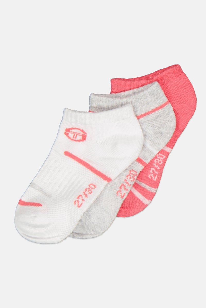Sergio Tacchini Kids Girl 3 Pair Brand Logo Ankle Socks, Multicolor - Image 2