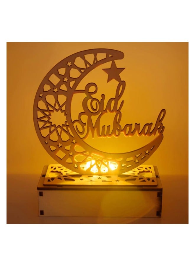 عيد الحرف ضوء الليل ، رمضان مبارك مصباح الزينة ، 3 د اليدوية خشبية القمر ستار أضواء ليد ديكور ، عيد الحلي هدية للمسلمين ، الإسلامية جدار الجدول ديكور ، رمضان هدية - Image 3