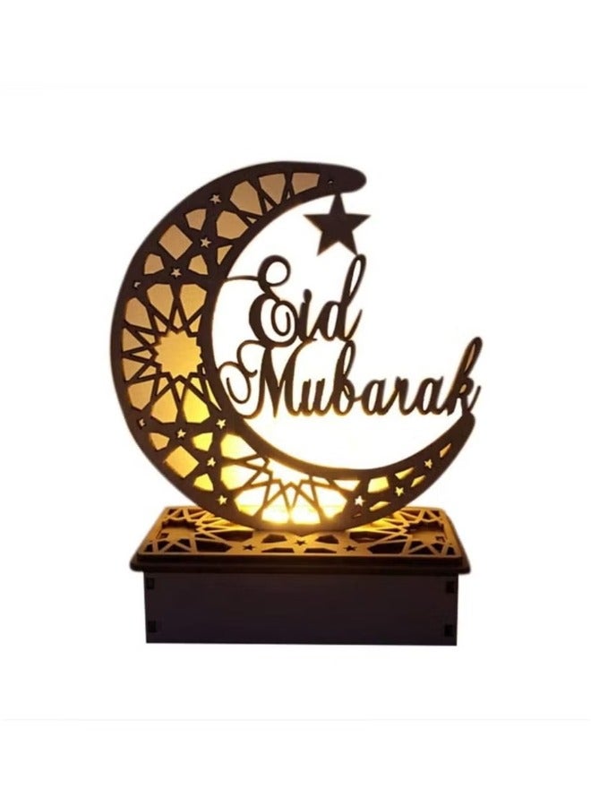 عيد الحرف ضوء الليل ، رمضان مبارك مصباح الزينة ، 3 د اليدوية خشبية القمر ستار أضواء ليد ديكور ، عيد الحلي هدية للمسلمين ، الإسلامية جدار الجدول ديكور ، رمضان هدية - Image 1