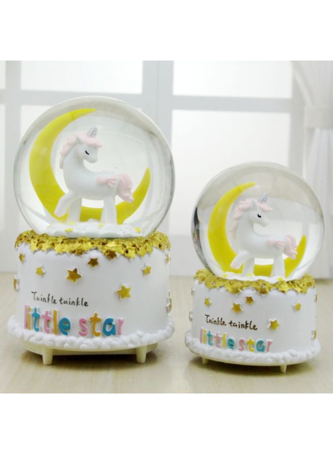 Resin Craft Gift Unicorn Crystal Ball Snowflake Music Music Box Fantasy Girl Heart Ornaments Birthday Gift-Color:With Light 80#JC5K086 Rainbow-Dimensions:Unicorn Crystal Ball - Image 1