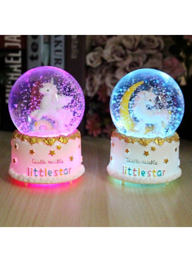 Resin Craft Gift Unicorn Crystal Ball Snowflake Music Music Box Fantasy Girl Heart Ornaments Birthday Gift-Color:With Light 80#JC5K086 Rainbow-Dimensions:Unicorn Crystal Ball - Image 2