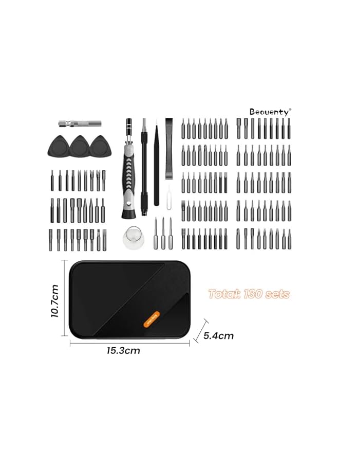 Beauenty 130 in 1 Precision Screwdriver Set, 117 Bits Repair Tool Kit, Magnetic Screwdriver Set (Orange) - Image 2