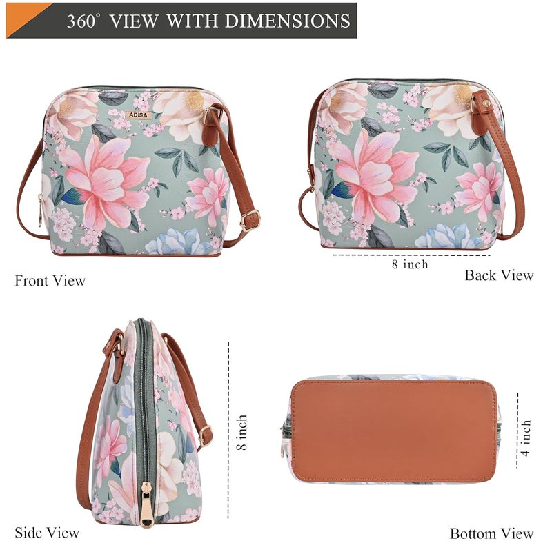 ADISA Women Girls Floral Print Faux Leather Sling Bag Crossbody - Image 2