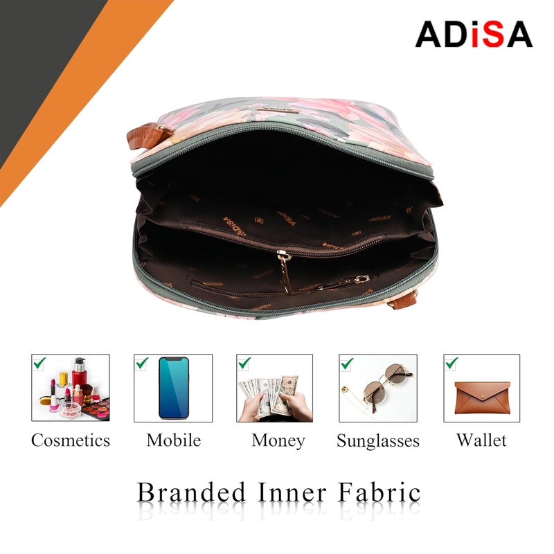 ADISA Women Girls Floral Print Faux Leather Sling Bag Crossbody - Image 4