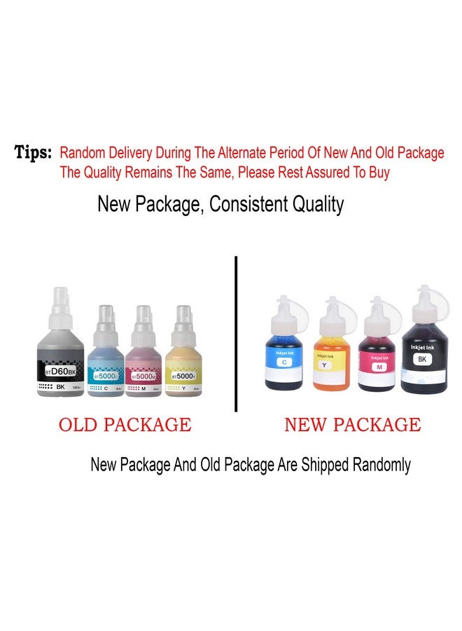 RC PRINT Ink Compatible for Brother BT6000Bk / BT5000 DCP T310, T300, T510, T500, T910, T710, T400W, T450W, T300W, T800W, T700, T810 Printe (Pack of 4 Balck 108ml CMY 48Ml - Image 2