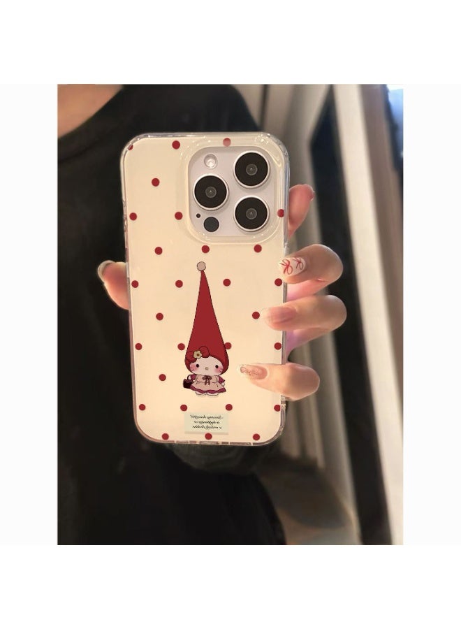 NIBEMINENT Polka Dot Fedora Kitty Cat Protective TPU Case Cover For iPhone 16 - Image 1