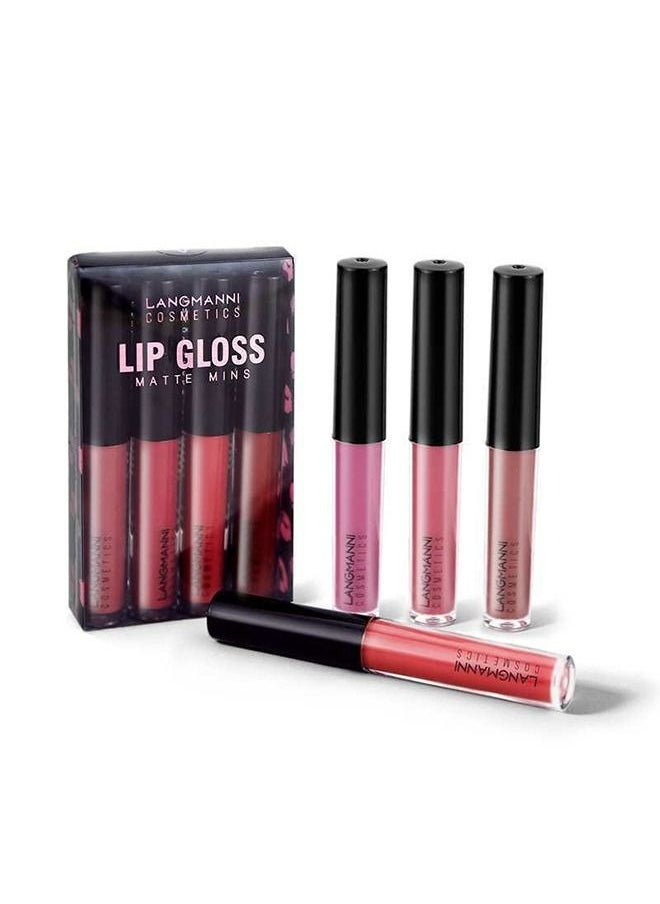 4PCS Matte Liquid Lipstick Makeup Set, Long-Lasting Wear Non-Stick Cup Not Fade Matte Liquid Waterproof Lip Gloss