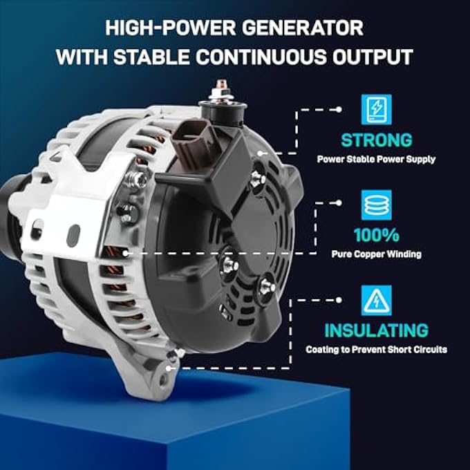 BDELI New Alternator Compatible with Toyota Camry 2007 2008 2009 L4 2.4, Toyota Corolla 2009 2010, Matrix 2009-2013, Pontiac Vibe 2009-2010, Scion xB 2008-2013, Replace 11195 AL3321X 104210-4880 - Image 3