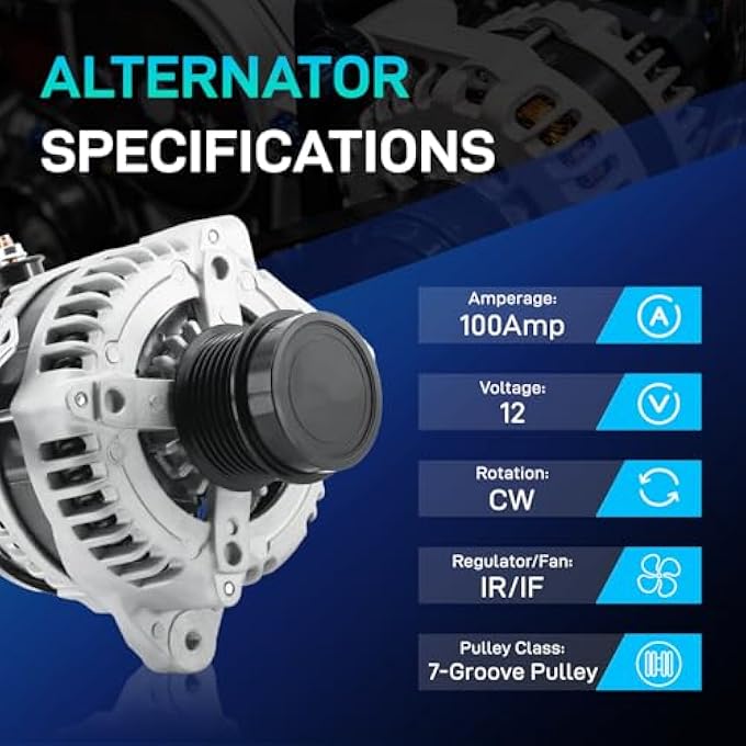 BDELI New Alternator Compatible with Toyota Camry 2007 2008 2009 L4 2.4, Toyota Corolla 2009 2010, Matrix 2009-2013, Pontiac Vibe 2009-2010, Scion xB 2008-2013, Replace 11195 AL3321X 104210-4880 - Image 2