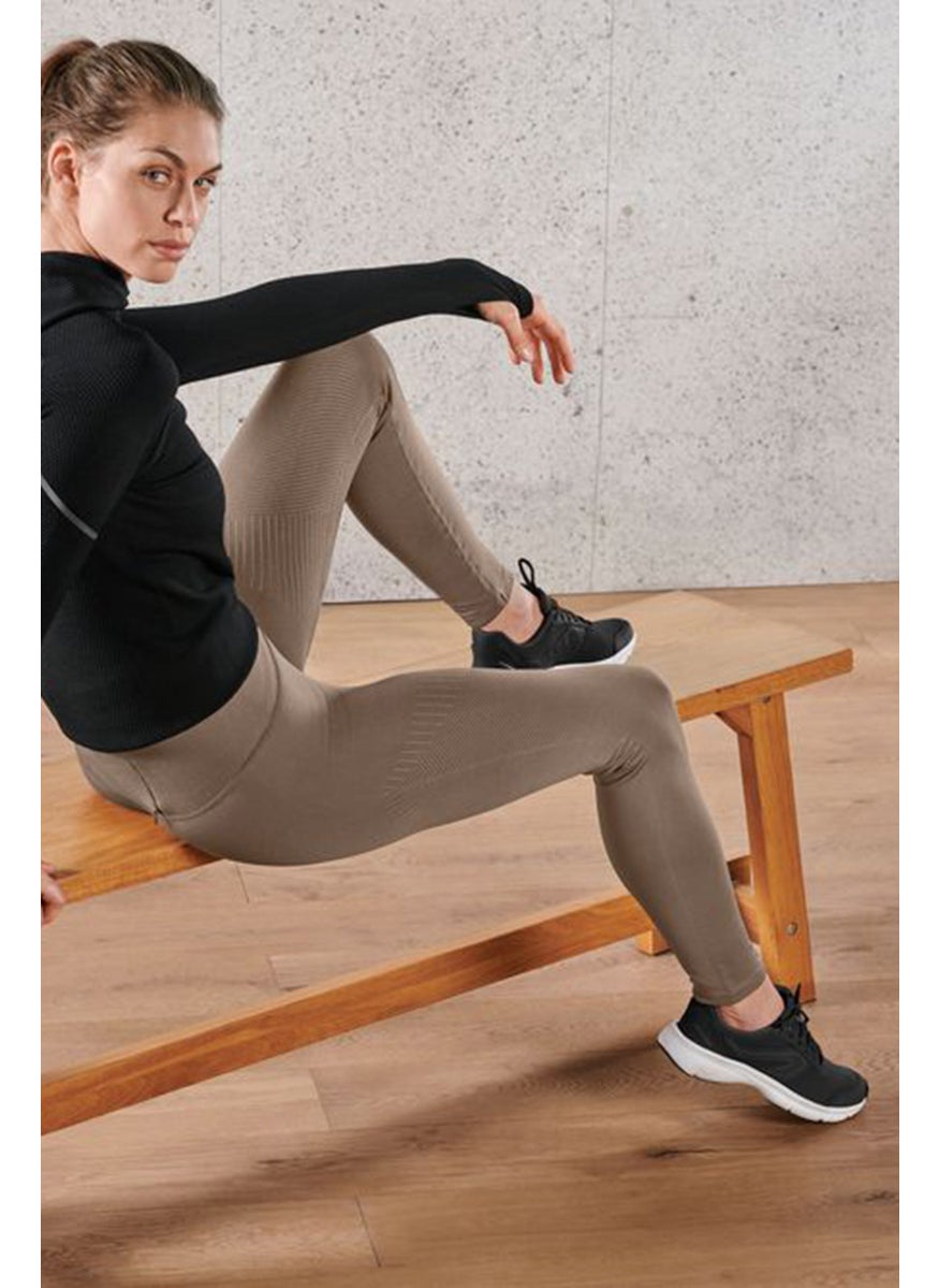 Tchibo Women Sportswear Fit Seamless Running Tights, Taupe  - Image 1