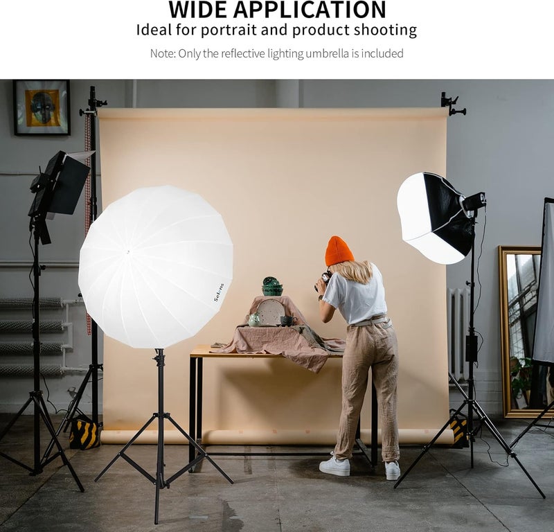 Selens 65 Inch Photography Studio Translucent Parabolic Lighting Reflective Umbrella Diffuser with Fiberglass Rib, 23 Inch Depth Soft White - Image 3